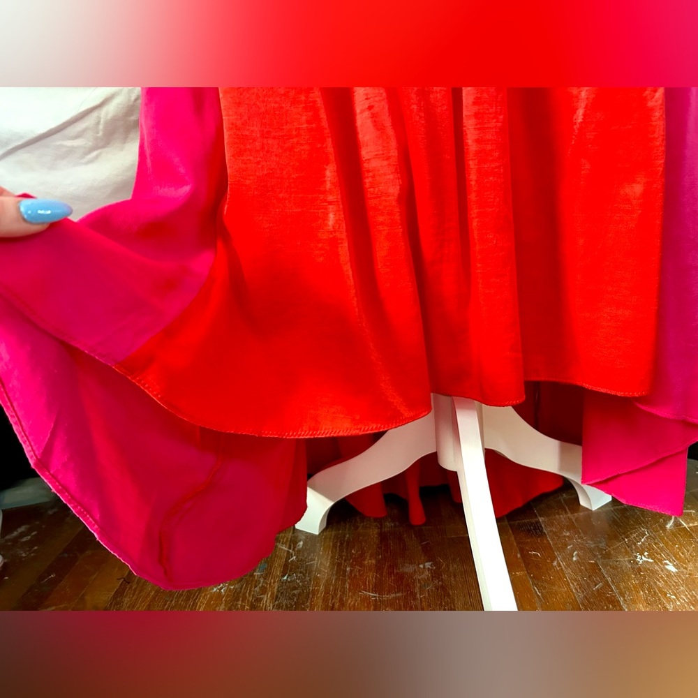 Petal & Pup Pink, Orange Colorblock Crop Top & Maxi Hi-Lo Skirt Set, Size 8 - Picture 5 of 16